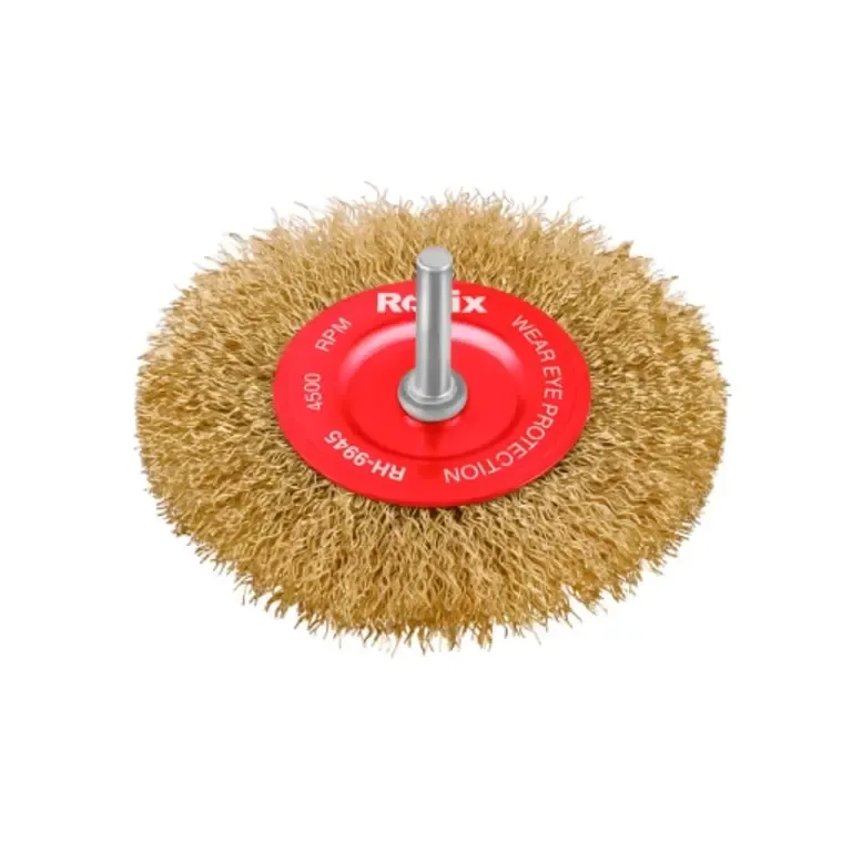 Crimped Shaft Mounted Wheel Brush 100mm