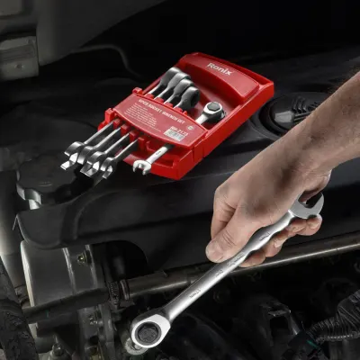 Double Box End Reversible Ratcheting Wrench Set – 6pcs