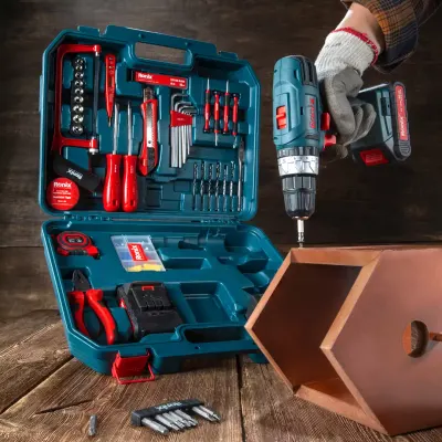 18V Cordless drill driver set-53pcs with hand tools-10mm-30N.m